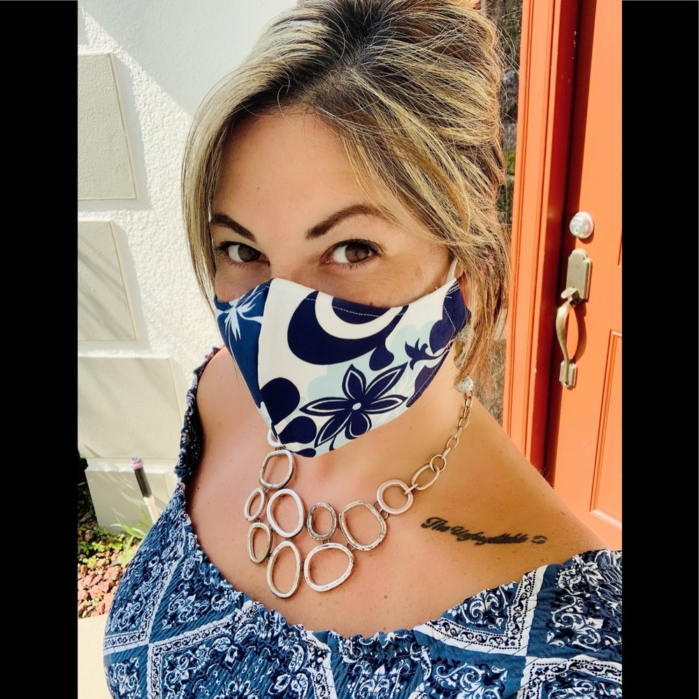 Hawaiian fabric reversible Mask double filter